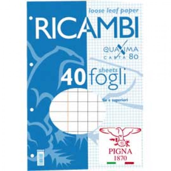 RICAMBI FORATI A4 5mm c/marg QUAXIMA 40FG 80GR PIGNA