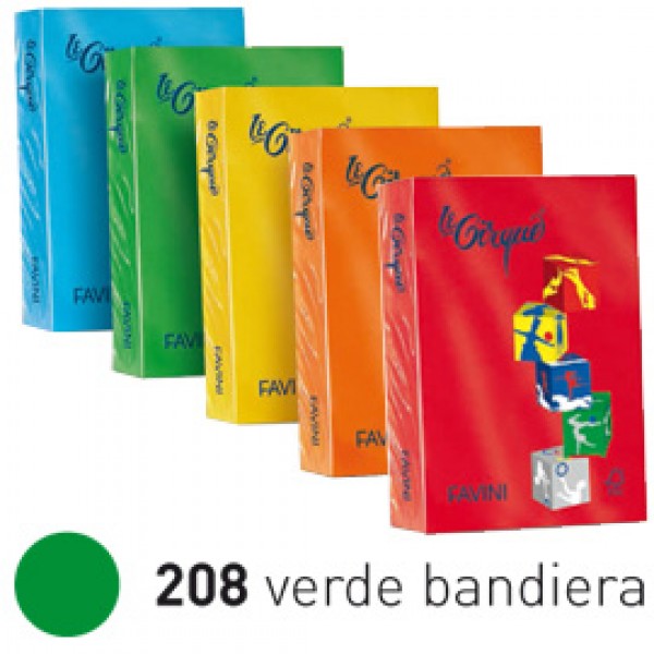 Carta LECIRQUE A4 80gr 500fg verde bandiera 208 FAVINI