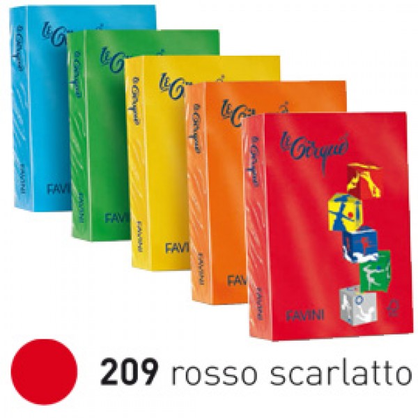 Carta LECIRQUE A4 80gr 500fg rosso scarlatto 209 FAVINI