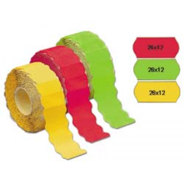 Rotolo 1500 etichette 26x12mm giallo fluo permanenti a onda Markin