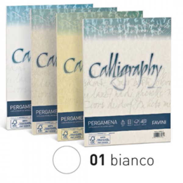 Carta CALLIGRAPHY PERGAMENA 190gr A4 50fg bianco 01 FAVINI