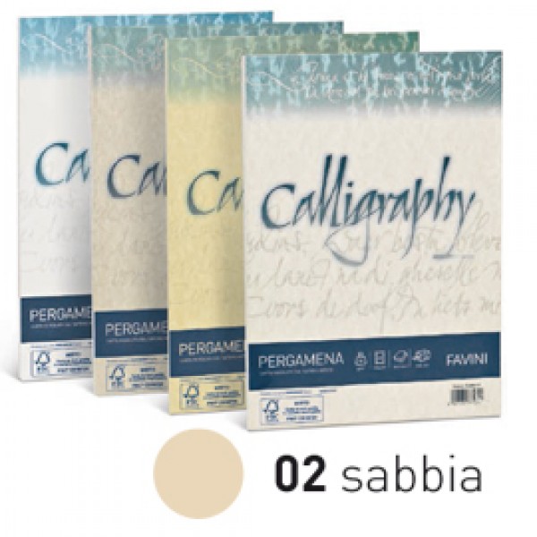 Carta CALLIGRAPHY PERGAMENA 190gr A4 50fg sabbia 02 FAVINI