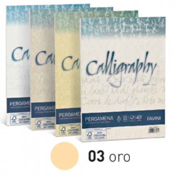 Carta CALLIGRAPHY PERGAMENA 190gr A4 50fg oro 03 FAVINI