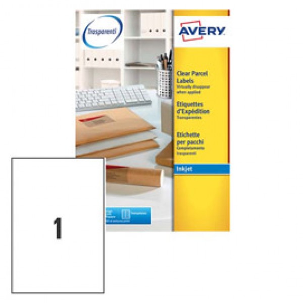 Poliestere adesivo J8567 trasparente 25fg A4 210x297mm (1et/fg) inkjet Avery