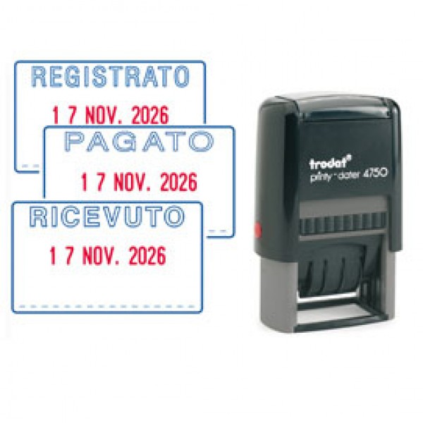 Timbro Printy Eco 4750/1 41x24mm DATARIO+REGISTRATO autoinch. TRODAT