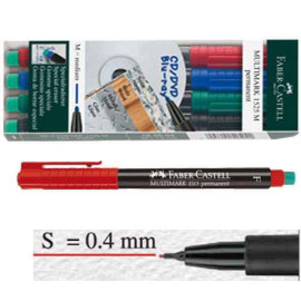 BUSTA 4 COLORI PENNARELLO MULTIMARK 0,4mm SUPERFINE FABER-CASTELL