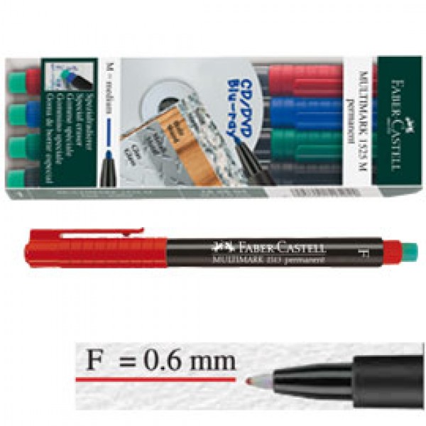 BUSTA 4 COLORI PENNARELLO MULTIMARK 0,6mm FINE FABER-CASTELL