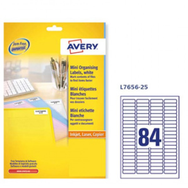 Etichette adesive L7656 bianche 25fg A4 46x11,1mm (80et/fg) inkjet/laser Avery