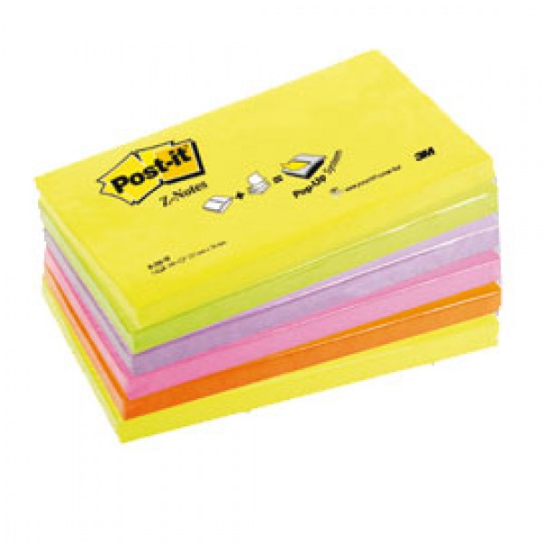 BLOCCO Post-it®Super Sticky Z-Notes 76x127mm 100fg R350NR ASSORT.NEON