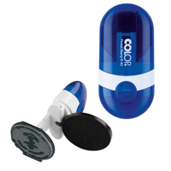 Timbro Pocket Stamp R40 diametro 40mm 5righe autoinchiostrante blu COLOP