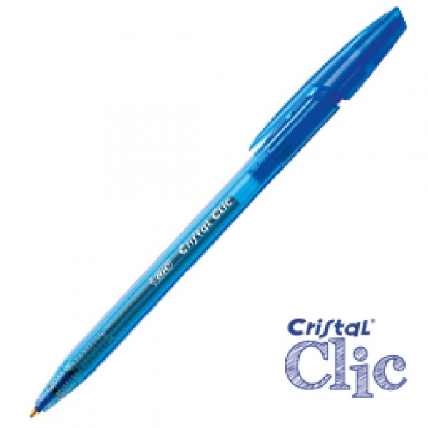 Scatola 20 penna sfera scatto CRISTAL® CLIC medio 1,0mm blu BIC®