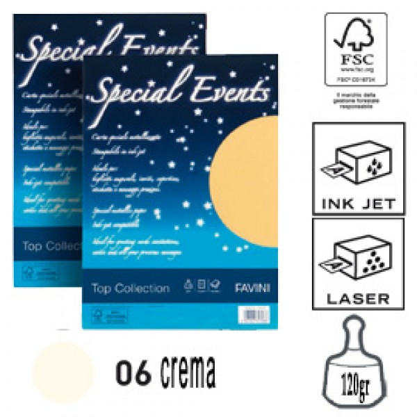 Carta metallizzata SPECIAL EVENTS A4 20fg 120gr crema FAVINI