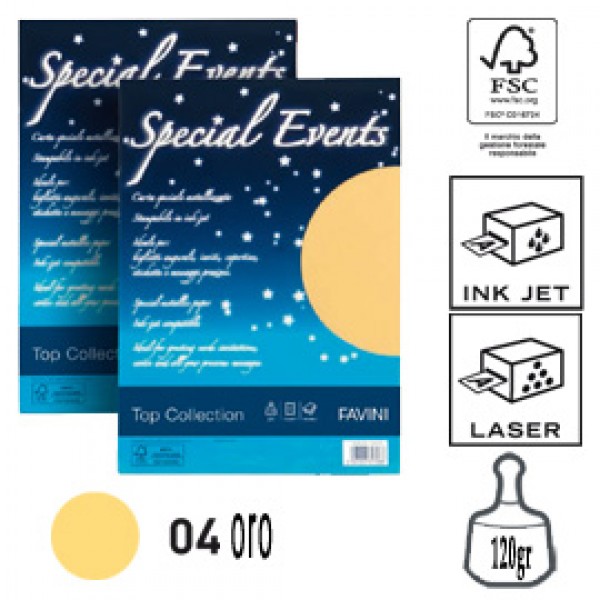 Carta metallizzata SPECIAL EVENTS A4 20fg 120gr oro FAVINI