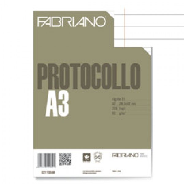 PROTOCOLLO A4 1RIGO C/MARGINE 200FG 60GR FABRIANO