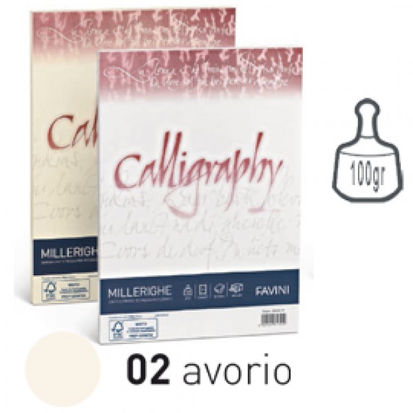 Carta CALLIGRAPHY MILLERIGHE 100gr A4 50fg avorio 02 FAVINI