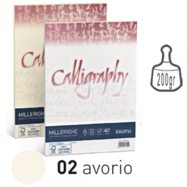 Carta CALLIGRAPHY MILLERIGHE 200gr A4 50fg avorio 02 FAVINI