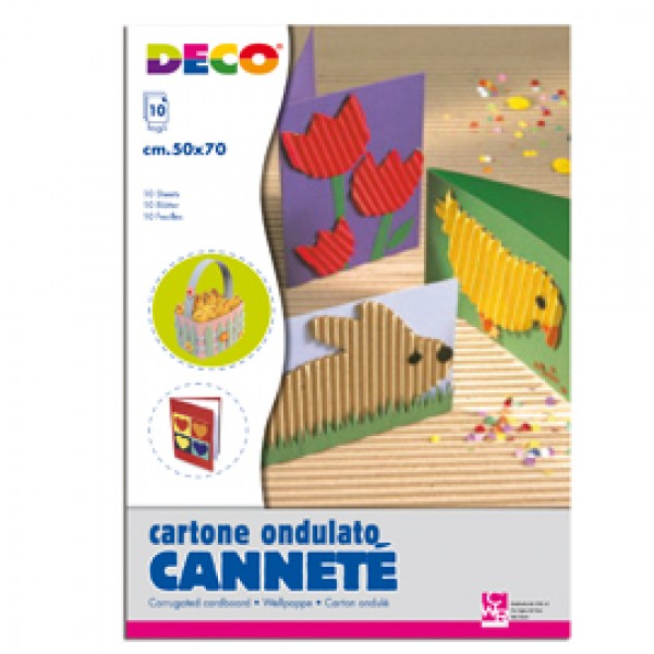 SET 10FG CARTONCINO ONDULATO 50X70CM CANNETE' colori assortiti CWR