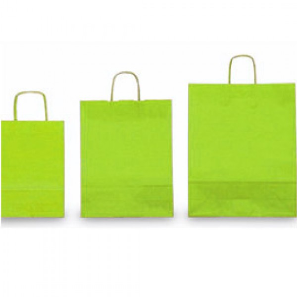 25 SHOPPERS CARTA KRAFT 22x10x29cm TWISTED verde mela