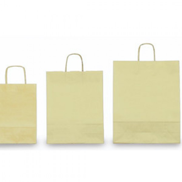 25 SHOPPERS CARTA KRAFT 26x11x34,5cm TWISTED avorio