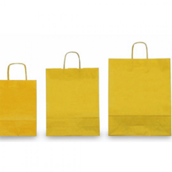 25 SHOPPERS CARTA KRAFT 26x11x34,5cm TWISTED giallo