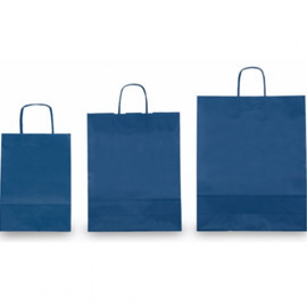 25 SHOPPERS CARTA KRAFT 26x11x34,5cm TWISTED blu