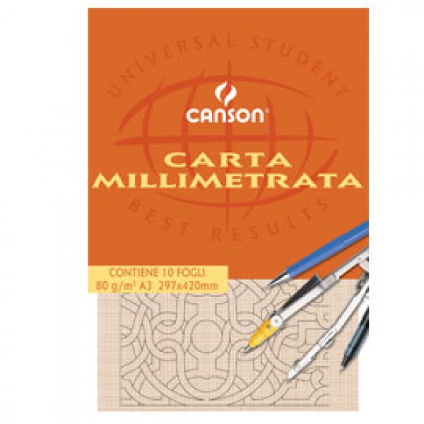 BLOCCO CARTA OPACA MILLIMETRATA 210x297mm 10FG 80GR CANSON