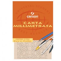 BLOCCO CARTA OPACA MILLIMETRATA 230x330mm 10FG 80GR CANSON