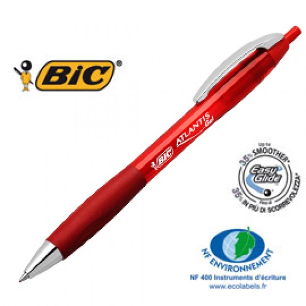 Scatola 12 penna sfera scatto ATLANTIS Clic Gel Premium 0,8mm rosso BIC®