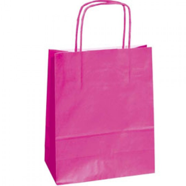 25 SHOPPERS CARTA KRAFT 22X10X29CM TWISTED MAGENTA