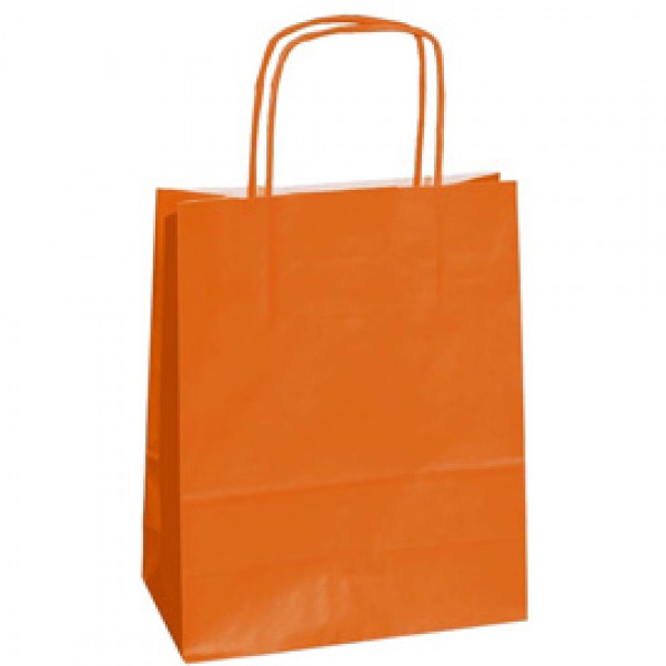 25 SHOPPERS CARTA KRAFT 22X10X29CM TWISTED ARANCIO