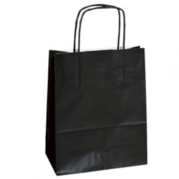 25 SHOPPERS CARTA KRAFT 22X10X29CM TWISTED NERO