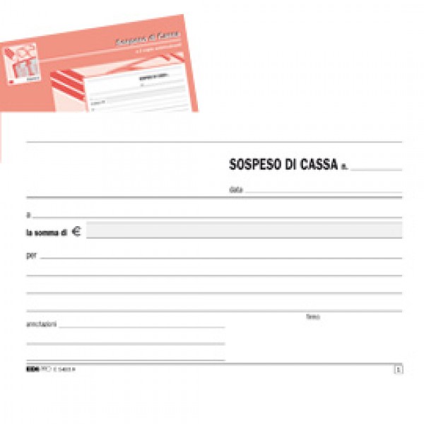 BLOCCO SOSPESO DI CASSA 50fgx2 copie autoricalcante 10x17cm E5403A EDIPRO