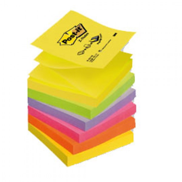 BLOCCO Post-it®Super Sticky Z-Notes 76x76mm 100fg R330-NR NEON