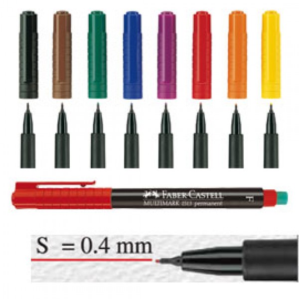 BUSTA 8 COLORI PENNARELLO MULTIMARK 0,4mm SUPERFINE FABER-CASTELL