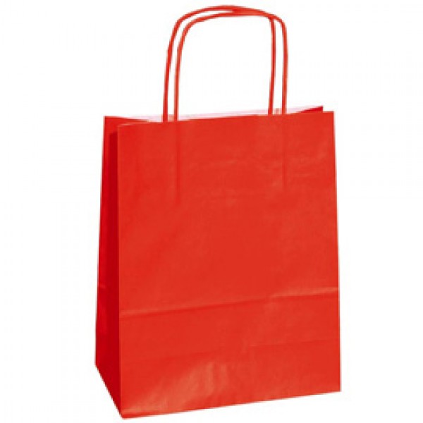 25 SHOPPERS CARTA KRAFT 18x8x24CM TWISTED ROSSO