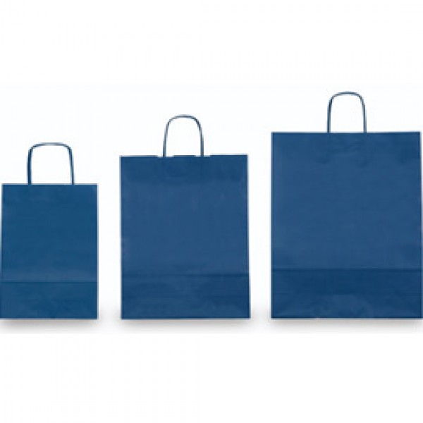 25 SHOPPERS CARTA KRAFT 18x8x24CM TWISTED BLU