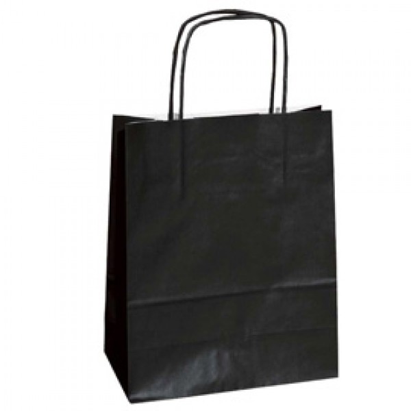 25 SHOPPERS CARTA KRAFT 18x8x24CM TWISTED NERO