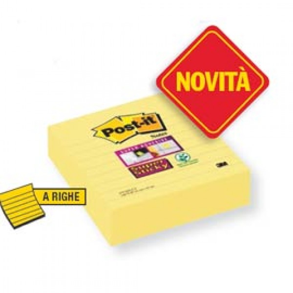 BLOCCO 70fg Post-it®Giallo Canary™ 101x101mm A RIGHE f.to XL 675-SS3CY-EU