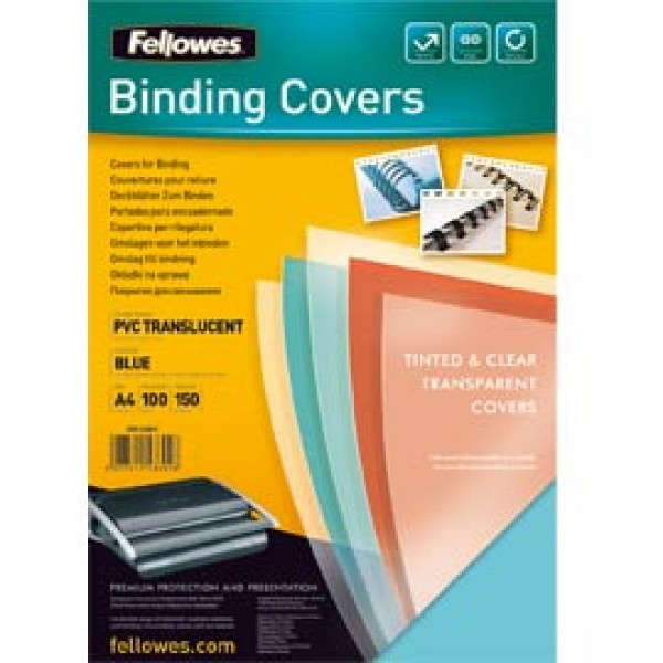 100 COPERTINE COLORATE A4 PVC 200MIC BLU FELLOWES