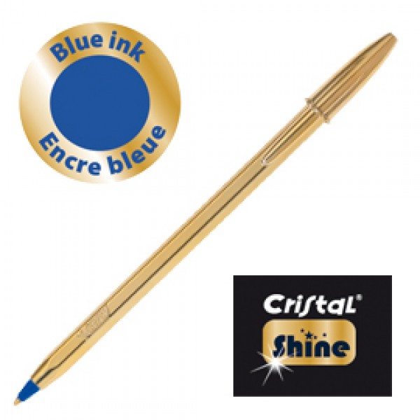 Scatola 20 penna sfera CRISTAL® SHINE GOLD medio 1,0mm blu BIC®