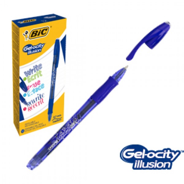 Scatola 12 penna sfera gel cancellabile GELOCITY ILLUSION 0,7mm blu BIC