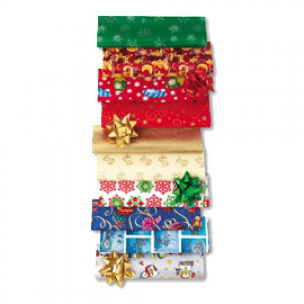 SCATOLA 100FG CARTA REGALO CHRISTMAS 100X70CM 70GR ASSORT.