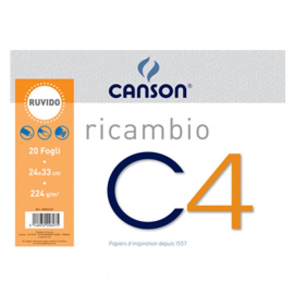 Ricambi per album C4 24x33cm 224gr 20fg ruvido Canson