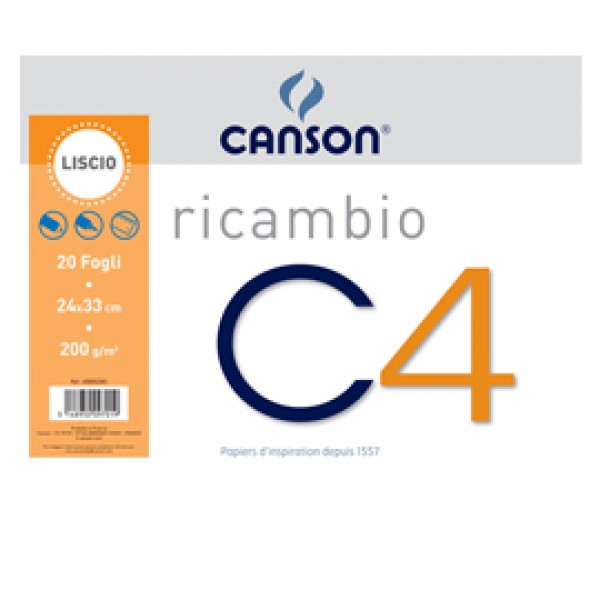 Ricambi per album C4 24x33cm 200gr 20fg liscio Canson