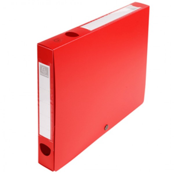 Scatola archivio box con bottone rosso f.to 25x33cm D 40mm Exacompta