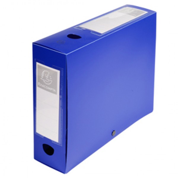 Scatola archivio box con bottone blu f.to 25x33cm D 80mm Exacompta