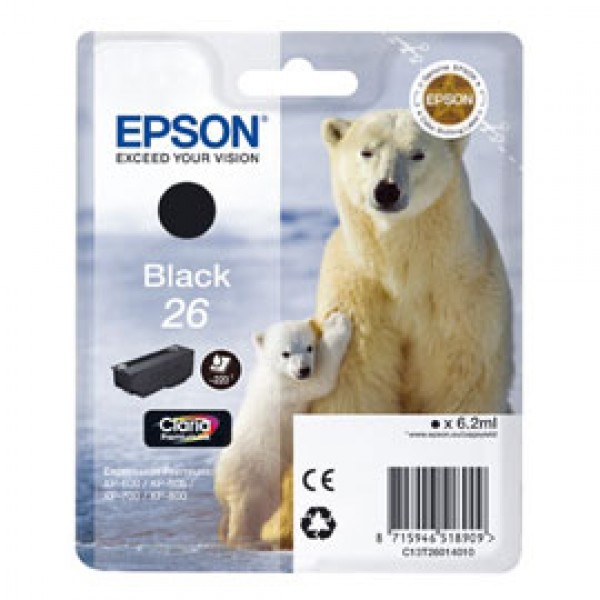 CARTUCCIA NERO EPSON CLARIA PREMIUM SERIE 26/ORSO POLARE IN BLISTER RS