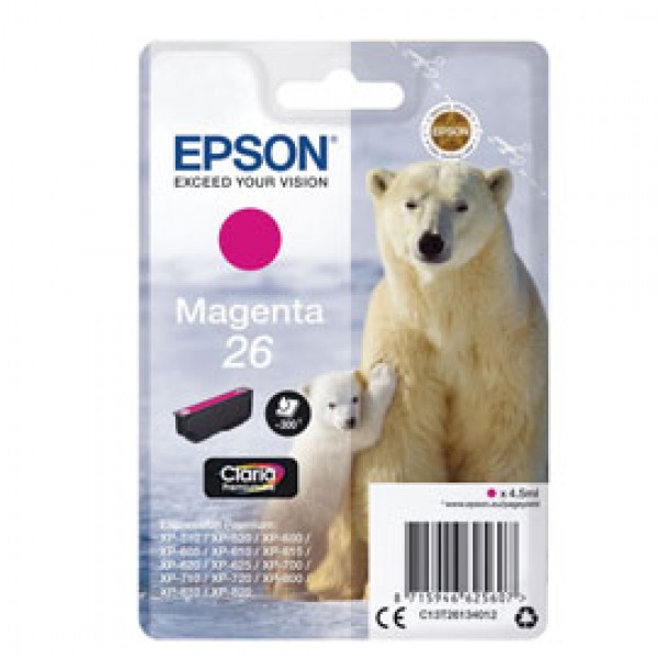 CARTUCCIA CIANO EPSON CLARIA PREMIUM, SERIE 26XL/ORSO POLARE, IN BLISTER