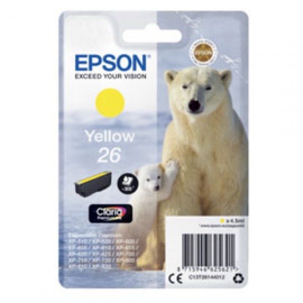 CARTUCCIA GIALLO EPSON CLARIA PREMIUM SERIE 26/ORSO POLARE IN BLISTER RS