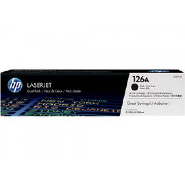 DUAL PACK BLACKHP 126A (CE310A) LASERJET TONER CARTRIDGE